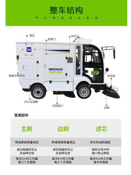 四轮扫路车MN-S1800配备240L标准定日垃圾桶